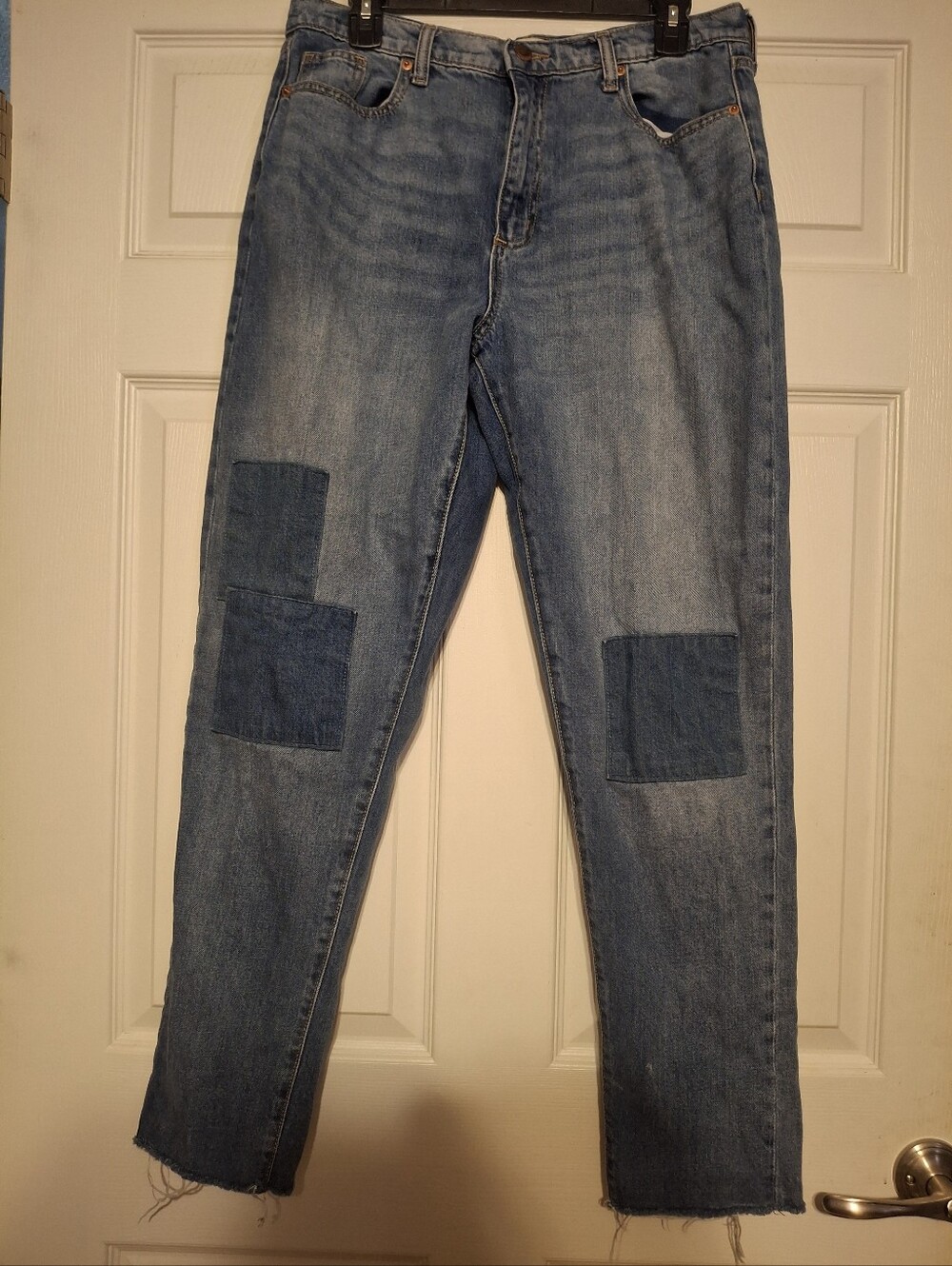 Classic Blue Patchwork Women’s Cut Off Jeans